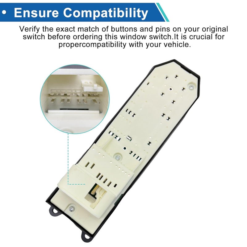 BELGEMAY Upgraded Power Window Master Switch for 2007-2021 Toyota Tundra & Sequoia – White LED Backlit, Auto Up/Down All Windows, Plug-and-Play (Excludes 1794/Limited/Platinum) [84820-0R040] - Image 5